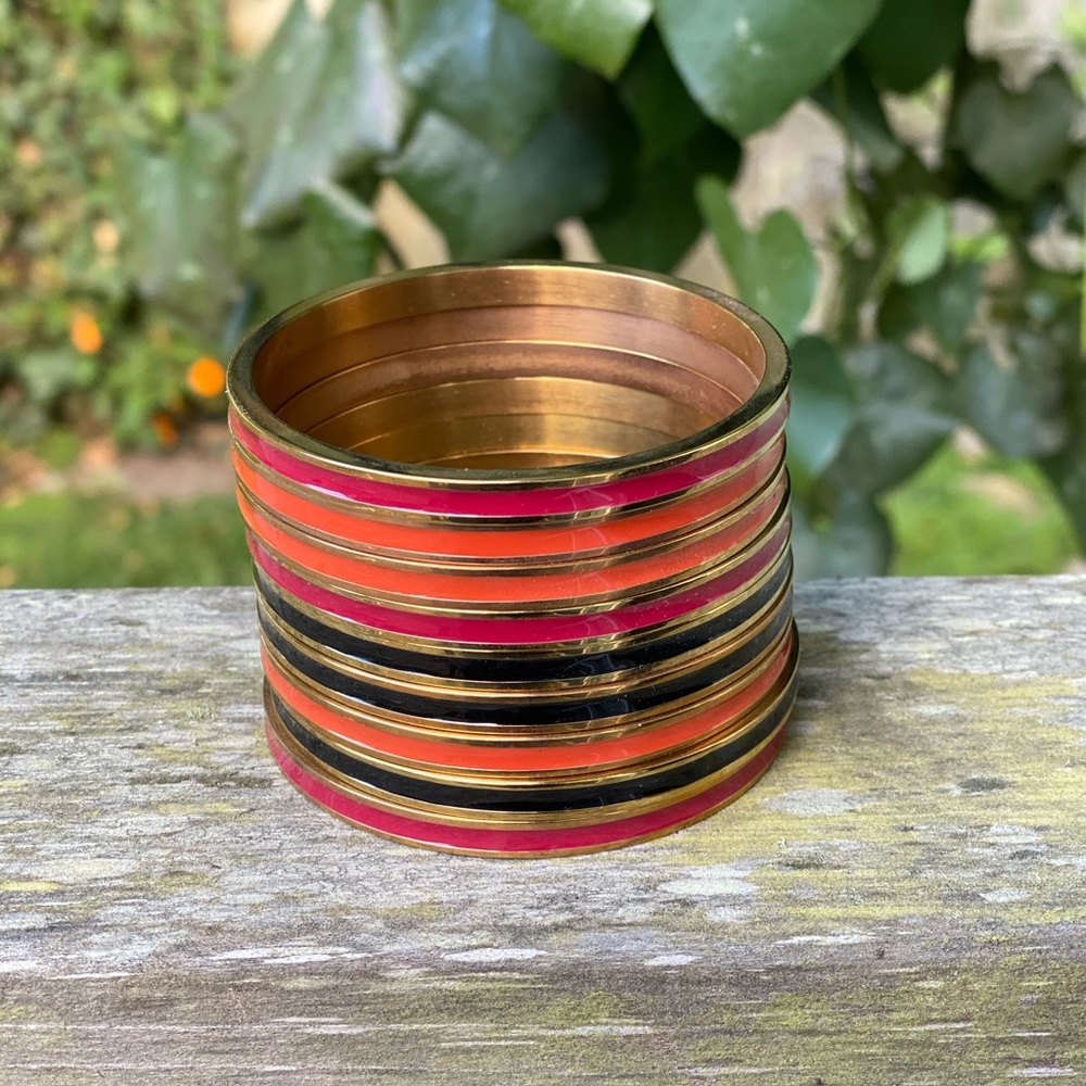 Colorful stackable gold bracelets